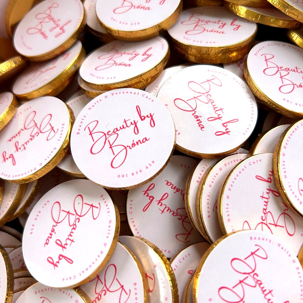 Beauty by BrĂłna branded chocolate coins